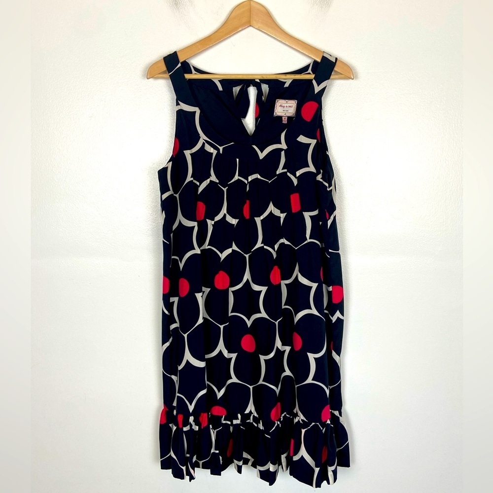 Becky & Max Silk‎ Midi Dress Size 10 Black Printed Polka Dot Ruffle Feminine